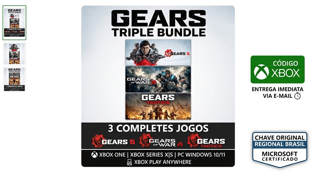 Gears Triple Bundle (Gears 5 + Gears 4 + Tactics) Xbox & PC - Código 25 Dígitos